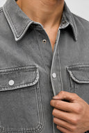Erkek Jason Oversize Grey Jean Gömlek Ceket-Grey
