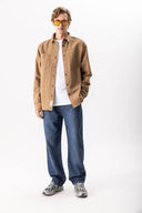 Erkek Jason Renkli Oversize Dış Gömlek %100 Pamuk - Camel