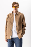 Erkek Jason Renkli Oversize Dış Gömlek %100 Pamuk - Camel