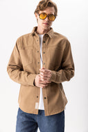 Erkek Jason Renkli Oversize Dış Gömlek %100 Pamuk - Camel