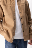 Erkek Jason Renkli Oversize Dış Gömlek %100 Pamuk - Camel