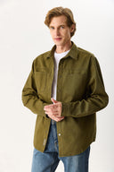 Erkek Jason Renkli Oversize Dış Gömlek %100 Pamuk - Haki