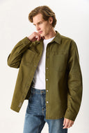 Erkek Jason Renkli Oversize Dış Gömlek %100 Pamuk - Haki