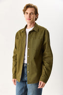 Erkek Jason Renkli Oversize Dış Gömlek %100 Pamuk - Haki