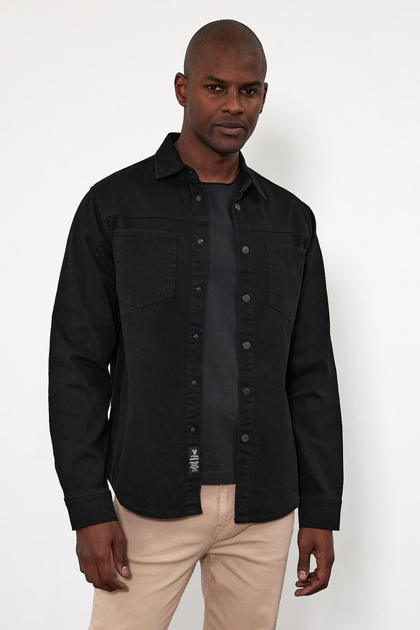 Jason Oversize Renkli Jean Gömlek Ceket - SİYAH