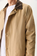 Erkek Kadife Yakalı Regular Fit Gabardin Ceket - Bej