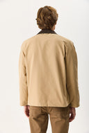 Erkek Kadife Yakalı Regular Fit Gabardin Ceket - Bej