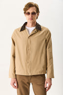 Erkek Kadife Yakalı Regular Fit Gabardin Ceket - Bej