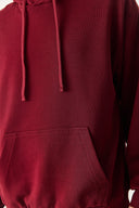 Erkek Kapüşonlu Basic Hoodie Sweatshirt %100 Pamuk - Bordo