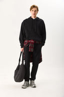 Erkek Kapüşonlu Basic Hoodie Sweatshirt %100 Pamuk - Siyah