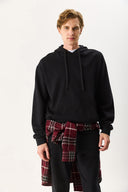 Erkek Kapüşonlu Basic Hoodie Sweatshirt %100 Pamuk - Siyah