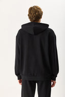 Erkek Kapüşonlu Basic Hoodie Sweatshirt %100 Pamuk - Siyah