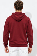 Erkek  Kapüşonlu Basic Pamuklu Hoodie Sweatshirt %100 Pamuk-Bordo