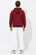 Erkek  Kapüşonlu Basic Pamuklu Hoodie Sweatshirt %100 Pamuk-Bordo