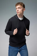 Erkek Kapüşonlu Basic Pamuklu Hoodie Sweatshirt - Siyah