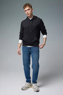 Erkek Kapüşonlu Basic Pamuklu Hoodie Sweatshirt - Siyah