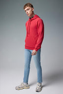 Erkek Kapüşonlu Basic Pamuklu Hoodie Sweatshirt - Vişne