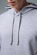 Erkek Kapüşonlu Basic Pamuklu Hoodie Sweatshirt - Gri Melanj