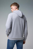 Erkek Kapüşonlu Basic Pamuklu Hoodie Sweatshirt - Gri Melanj