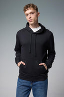 Erkek Kapüşonlu Basic Pamuklu Hoodie Sweatshirt - Siyah