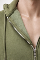 Erkek Kapüşonlu Önden Fermuarlı Oversize Sweatshirt - Haki