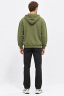 Erkek  Kapüşonlu Önden Fermuarlı Oversize Sweatshirt-Haki