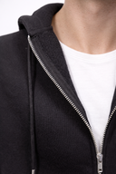 Erkek Kapüşonlu Önden Fermuarlı Oversize Sweatshirt - Siyah