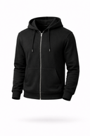 Erkek Kapüşonlu Önden Fermuarlı Oversize Sweatshirt - Siyah