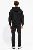 Erkek  Kapüşonlu Önden Fermuarlı Oversize Sweatshirt-Siyah