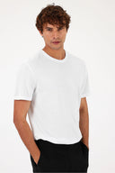 Ken Bisiklet Yaka Regular Fit Basic Tişört-Beyaz