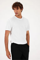 Ken Bisiklet Yaka Regular Fit Basic Tişört-Beyaz