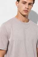 Erkek Ken Bisiklet Yaka Regular Fit Basic Tişört - Buz Gri