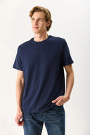 Erkek Ken Bisiklet Yaka Regular Fit Basic Tişört - Lacivert