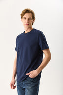 Erkek Ken Bisiklet Yaka Regular Fit Basic Tişört - Lacivert