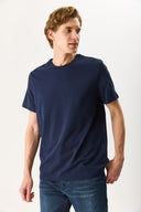 Erkek Ken Bisiklet Yaka Regular Fit Basic Tişört - Lacivert