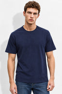 Erkek Ken Bisiklet Yaka Regular Fit Basic Tişört-Lacivert