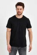 Erkek Ken Bisiklet Yaka Regular Fit Basic Tişört - Siyah