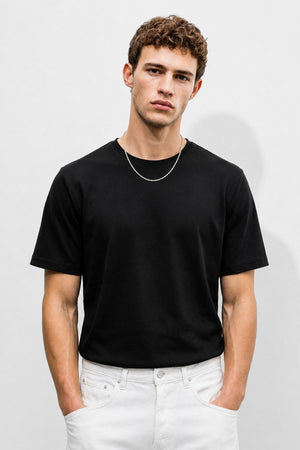 Erkek Ken Bisiklet Yaka Regular Fit Basic Tişört - Siyah