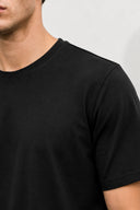 Erkek Ken Bisiklet Yaka Regular Fit Basic Tişört-Siyah
