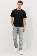 Erkek Ken Bisiklet Yaka Regular Fit Basic Tişört-Siyah