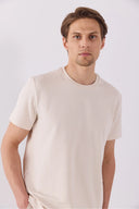 Erkek Ken Bisiklet Yaka Regular Fit Basic Tişört - Taş