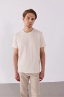 Erkek Ken Bisiklet Yaka Regular Fit Basic Tişört - Taş
