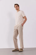 Erkek Ken Bisiklet Yaka Regular Fit Basic Tişört - Taş