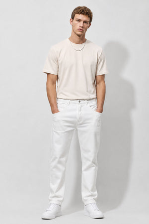 Erkek Ken Bisiklet Yaka Regular Fit Basic Tişört - Taş