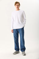 Erkek Ken Bisiklet Yaka Regular Fit Uzun Kollu Tişört - Beyaz