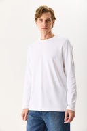 Erkek Ken Bisiklet Yaka Regular Fit Uzun Kollu Tişört - Beyaz