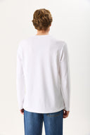 Erkek Ken Bisiklet Yaka Regular Fit Uzun Kollu Tişört - Beyaz