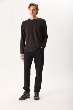 Erkek Ken Bisiklet Yaka Regular Fit Uzun Kollu Tişört - Siyah