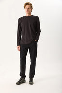 Erkek Ken Bisiklet Yaka Regular Fit Uzun Kollu Tişört - Siyah