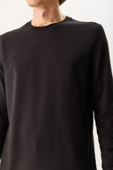 Erkek Ken Bisiklet Yaka Regular Fit Uzun Kollu Tişört - Siyah